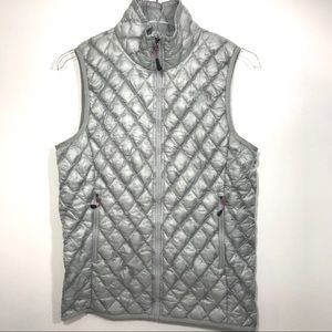 North Face Shiny Silver Quilted Puffer Vest